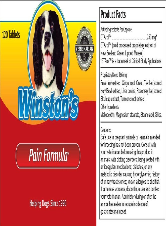 Winston's Pain Formula - for Dogs of All Ages and Sizes - 100% Natural Whole Food Supplement to Help Alleviate: Canine Arthritis, Inflammation and Joint + Hip Pain - 120 Chewable Tablets - Image 3